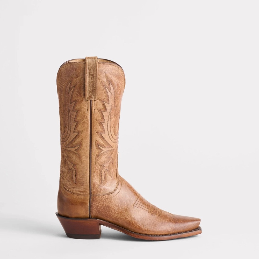 Lucchese Tan Leather Western Heeled Boots